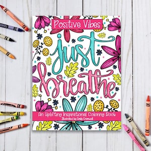 Inspirational Coloring Book Positive Vibes Adult Coloring Book Cute Coloring Book Anxiety Gift image 1