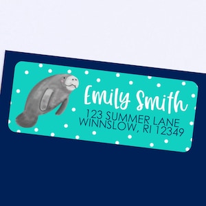 Manatee Address Labels Ocean Address Labels 30 Labels image 1