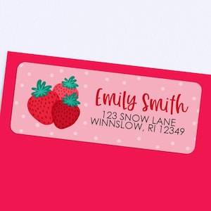 Strawberry Address Labels - Girls Address Labels - 30 Labels