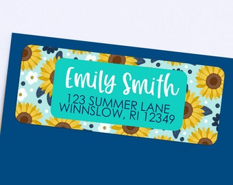 Sunflower Address Labels - Floral Address Labels - 30 Labels
