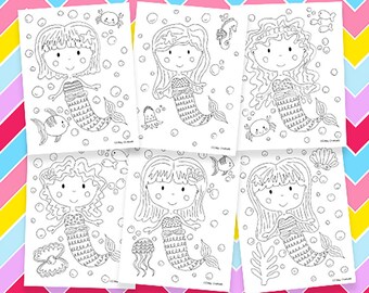 Mermaid Coloring Pages Printable Birthday Party Activity Girls Kids