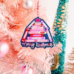 Merry Bookmas Christmas Ornament - Acrylic Ornament - Holiday Ornament