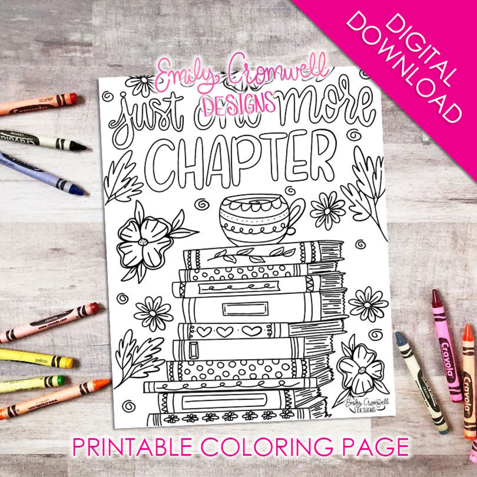 Just One More Chapter Coloring Page JPEG digital Download - Etsy