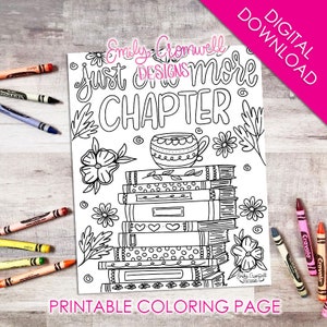 Just One More Chapter Coloring Page JPEG digital Download, Bookish ...