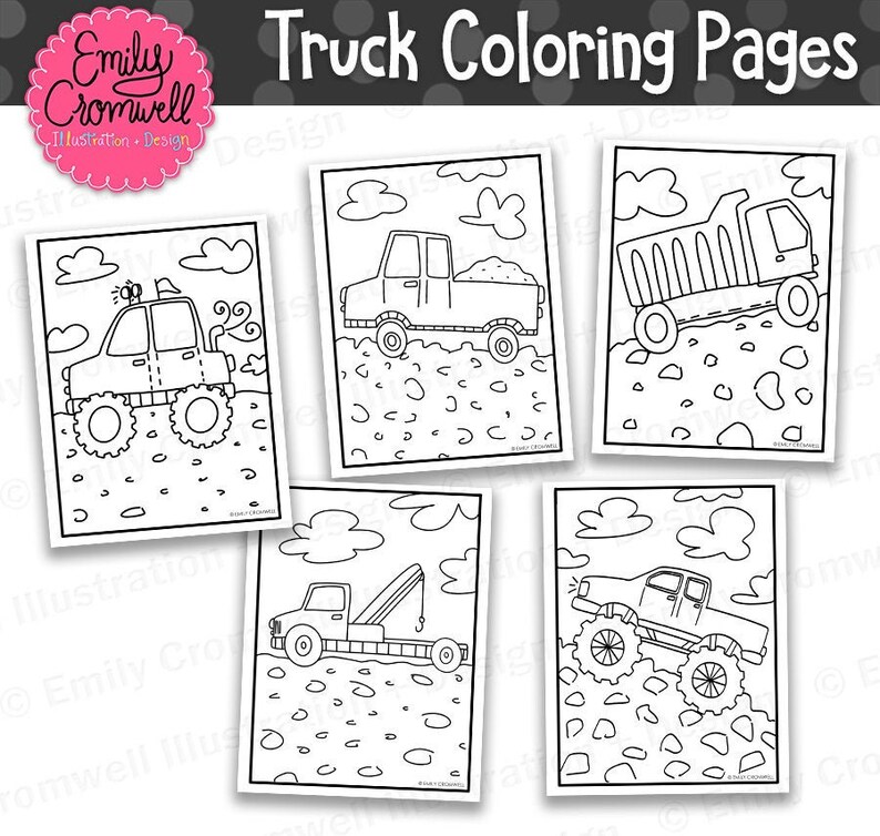 Truck Coloring Pages Printable Coloring Pages Truck Birthday - Etsy