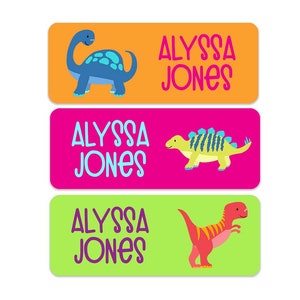 Dinosaur Name Labels - Girls Name Labels - Kids School Labels - Personalized Name Labels - 30 Labels