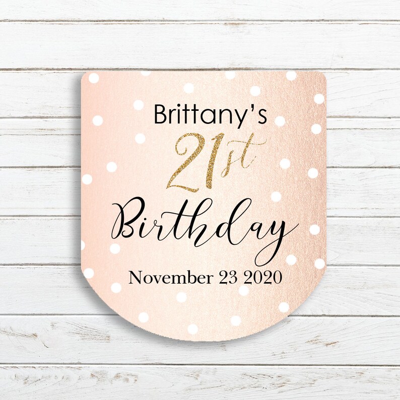 Rose Gold Birthday Labels 21st Birthday Sanitizer Labels Sanitizer Favor Stickers Sheet of 30 Labels 21st Birthday Party