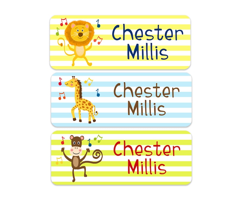 Zoo Animal Name Labels Weatherproof Name Labels Boys Name | Etsy