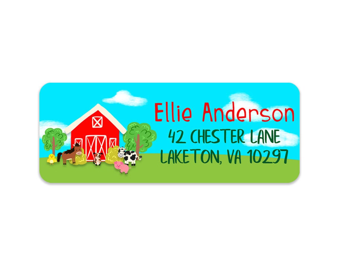 Kids Farm Address Labels Girls Address Labels Farm Return Etsy