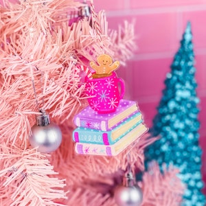 Gingerbread Book Stack Christmas Ornament - Acrylic Christmas Ornament - Holiday Ornament