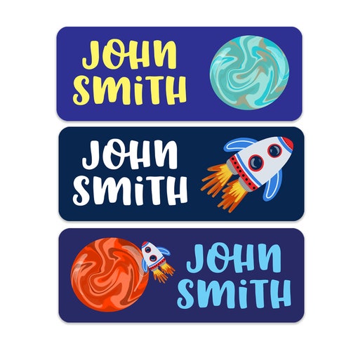 Outer Space Name Labels Boys Name Labels Kids School - Etsy