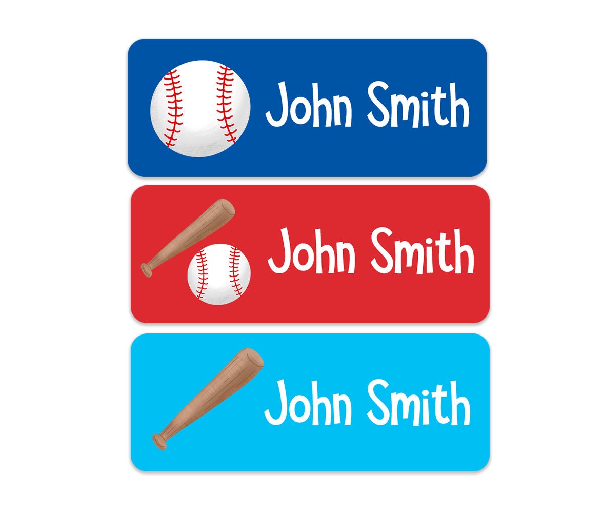 Baseball Name Labels Boys Name Labels Kids School Labels Etsy Ireland