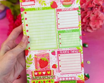 Strawberry Book Stack Daily Planner Notepad 5.5" x 8.5"
