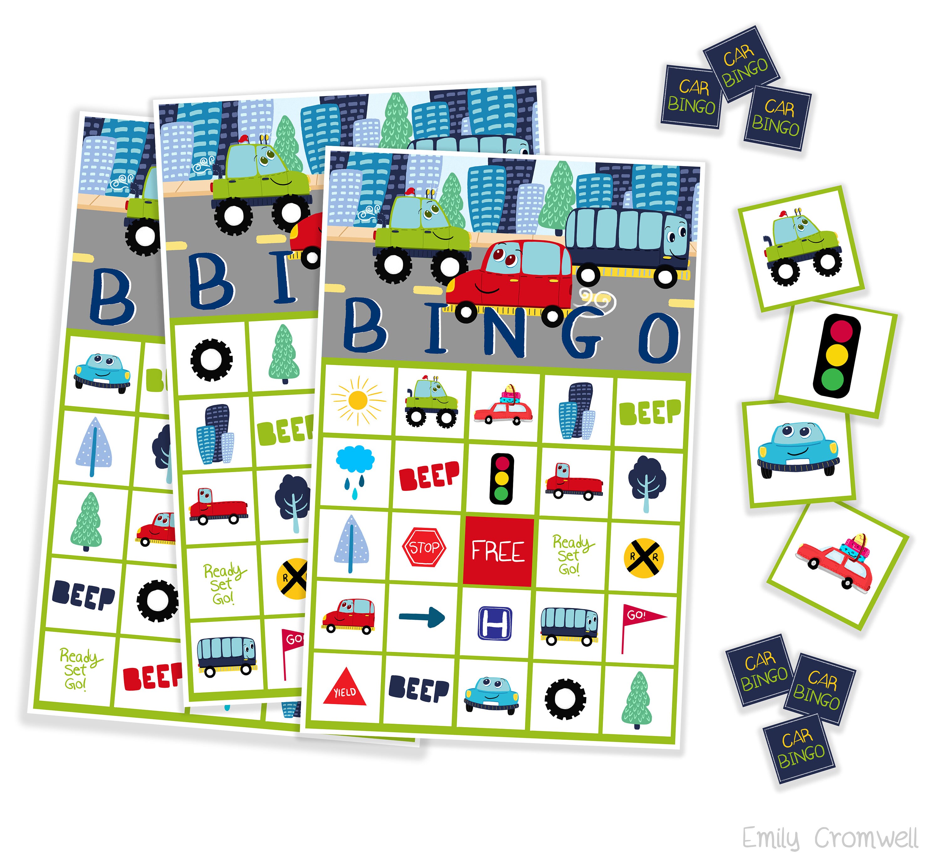 Car Bingo Printable Bingo Kids Party Game Car Party Game Etsy