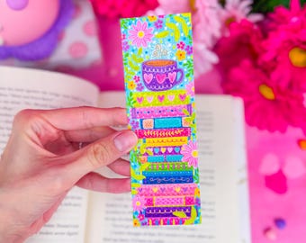 Floral Coffee Stack Bookmark - Cute Bookmark