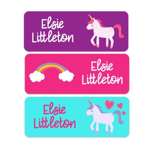 Unicorn Name Labels - Girls Name Labels - Kids School Name Labels - Personalized Name Labels - 30 Labels