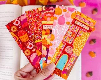 Cozy Fall Day Bookmark Set or Individual - Fall Bookmarks