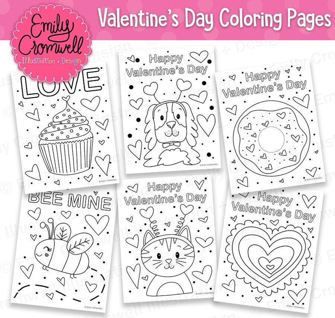 Valentine's Day Coloring Pages Printable Coloring Pages - Etsy Finland
