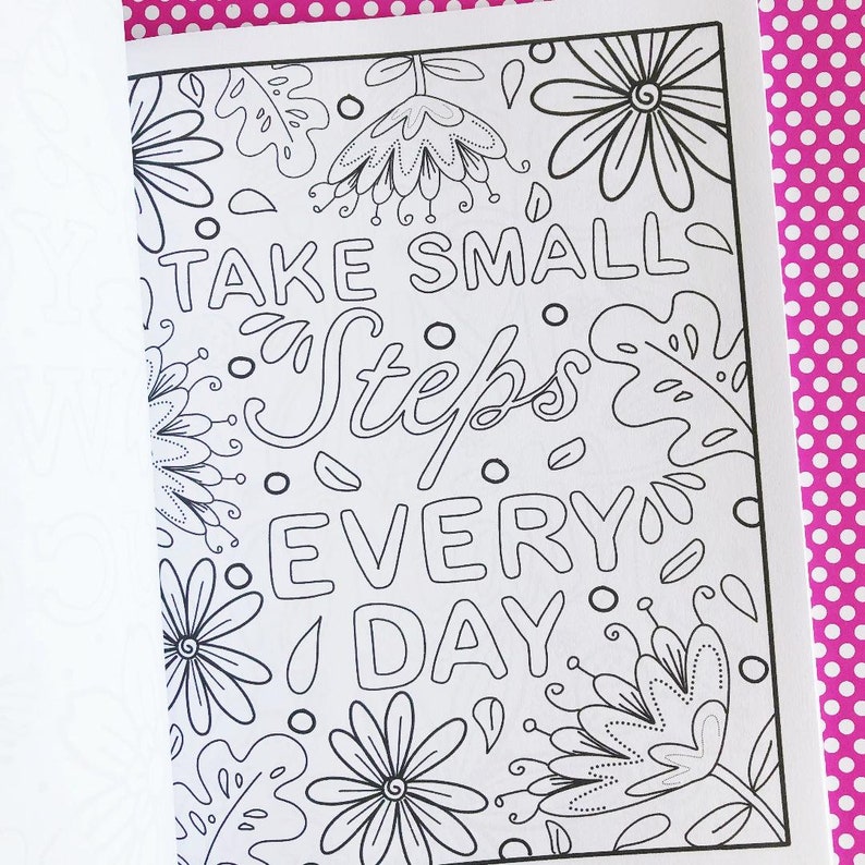 Inspirational Coloring Book Positive Vibes Adult Coloring Book Cute Coloring Book Anxiety Gift image 5