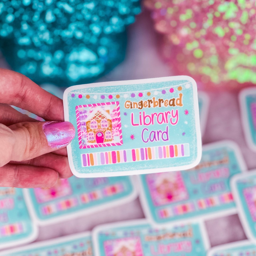 Gingerbread Library Card Vinyl Sticker, Laptop Sticker, Gifts for Her ...