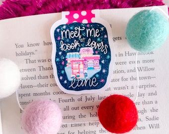 Meet Me at Book Lovers Lane Christmas Magnetic Bookmark - Holiday Bookmark - Christmas Bookmark