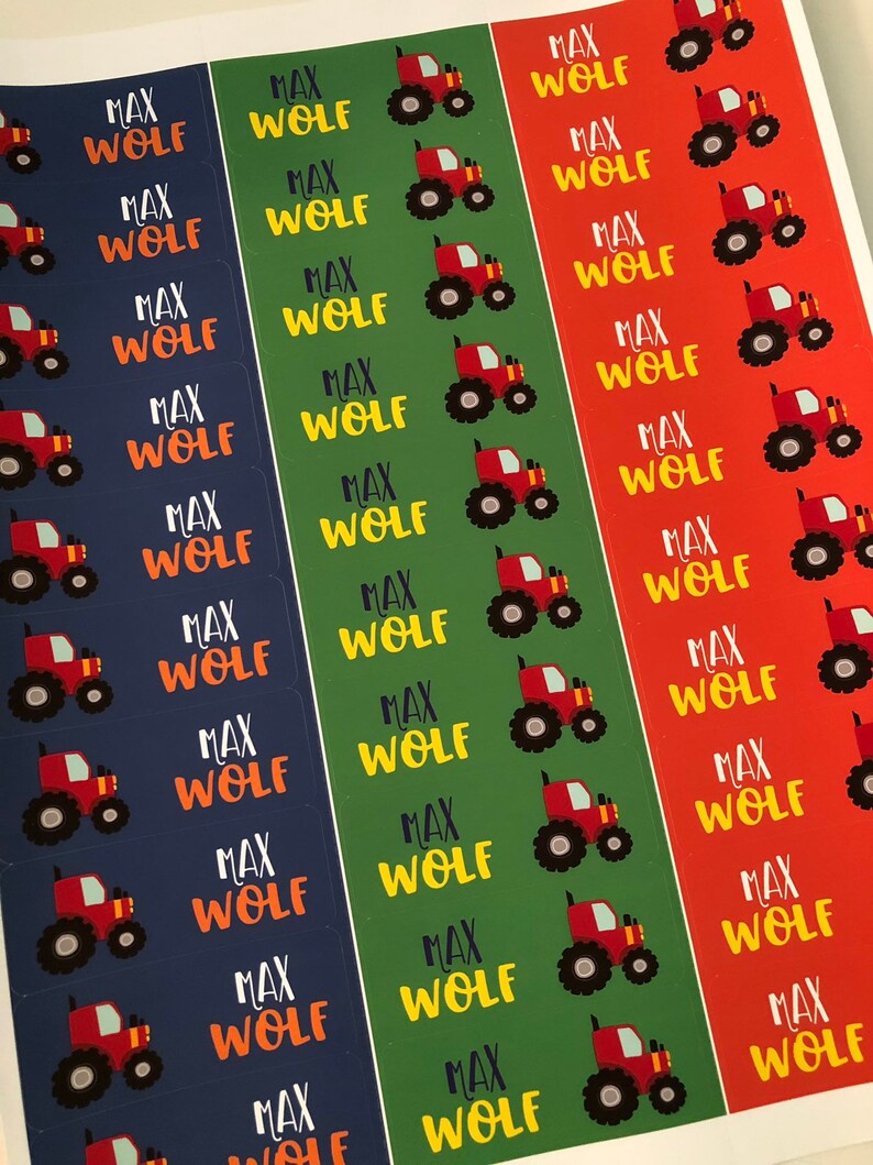 Tractor Name Labels Boys Name Labels Kids School Name Etsy