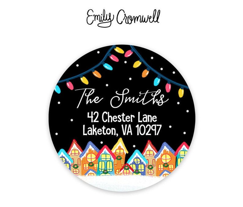 Christmas Address Labels Round Return Labels Holiday Etsy
