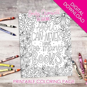 Muitos livros para colorir página JPEG (download digital), página para colorir Bookish, página de atividades da biblioteca, Bookworm