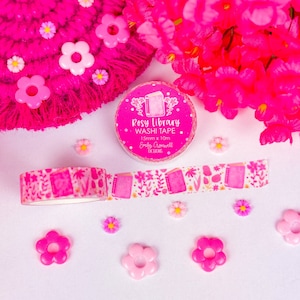 Rosy Library Washi Tape - 1 Roll Washi Tape - Decorative Tape - Bullet Journal Tape - Bookish Washi