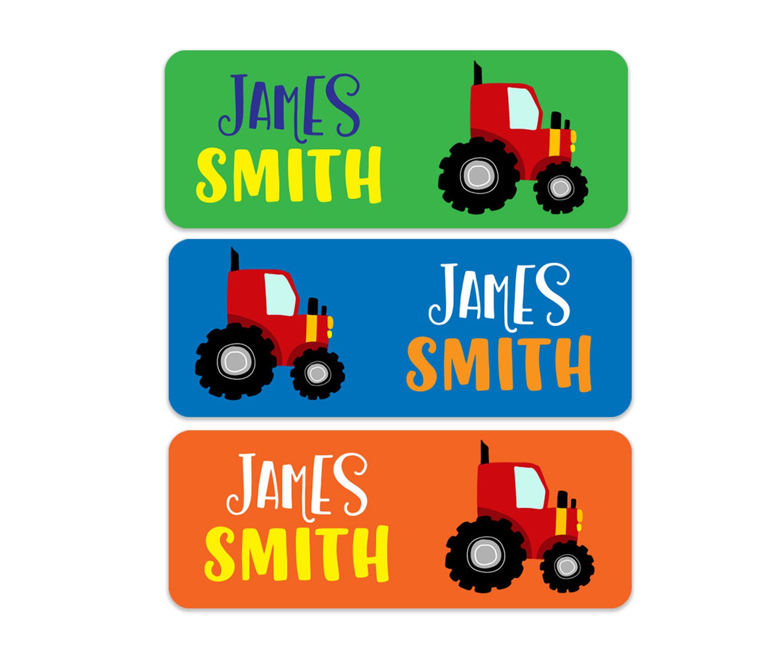 Tractor Name Labels Boys Name Labels Kids School Name Labels