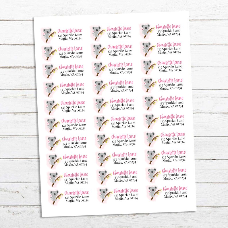 Koala Return Address Labels Pretty Address Labels Cute Etsy