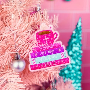 Books are my Happy Place Christmas Ornament- Acrylic Christmas Ornament - Holiday Ornament