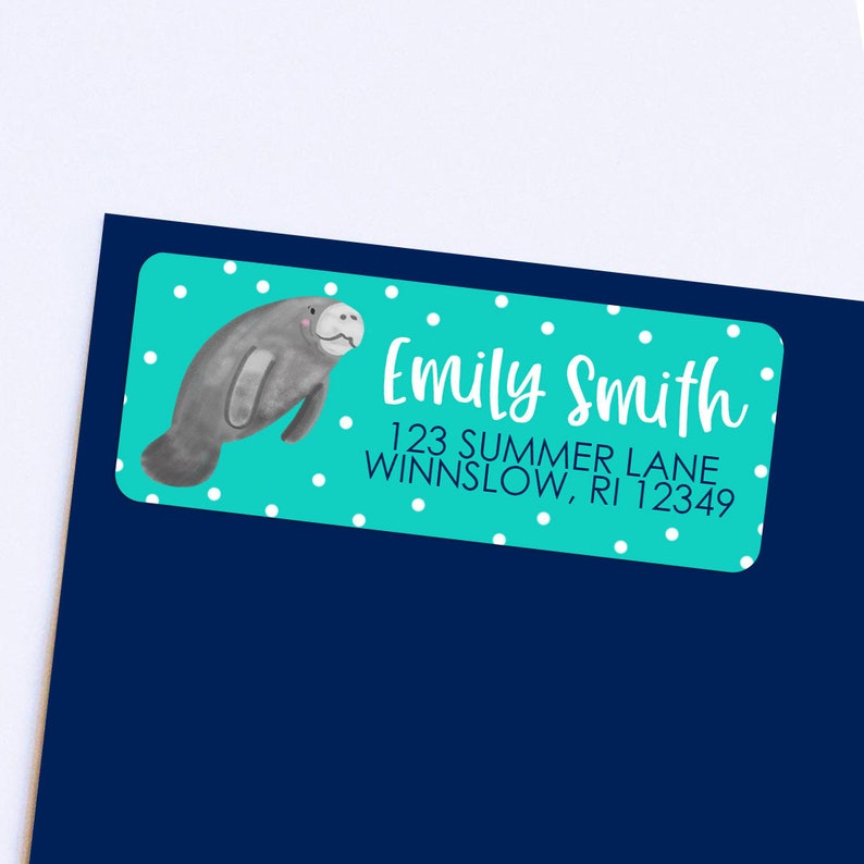 Manatee Address Labels Ocean Address Labels 30 Labels image 1