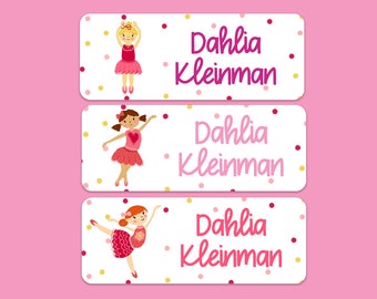 Ballerina Name Labels - Girls Name Labels - Kids School Name Labels - Personalized Name Labels - 30 Labels