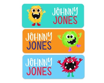 Monster Name Labels - Boys Name Labels - Kids School Name Labels - Personalized Name Labels - 30 Labels