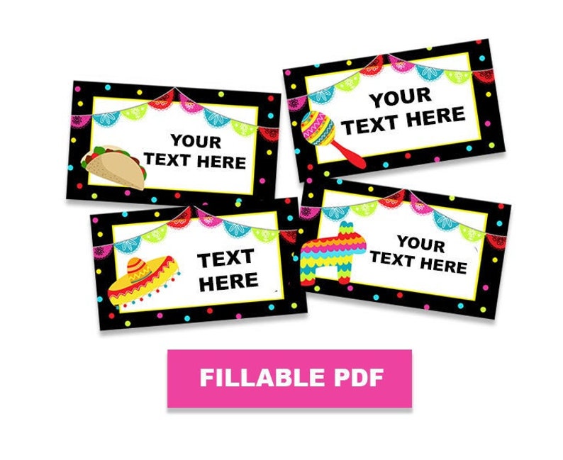Fiesta Printable Food Tent Label Cards Mexican Fiesta | Etsy