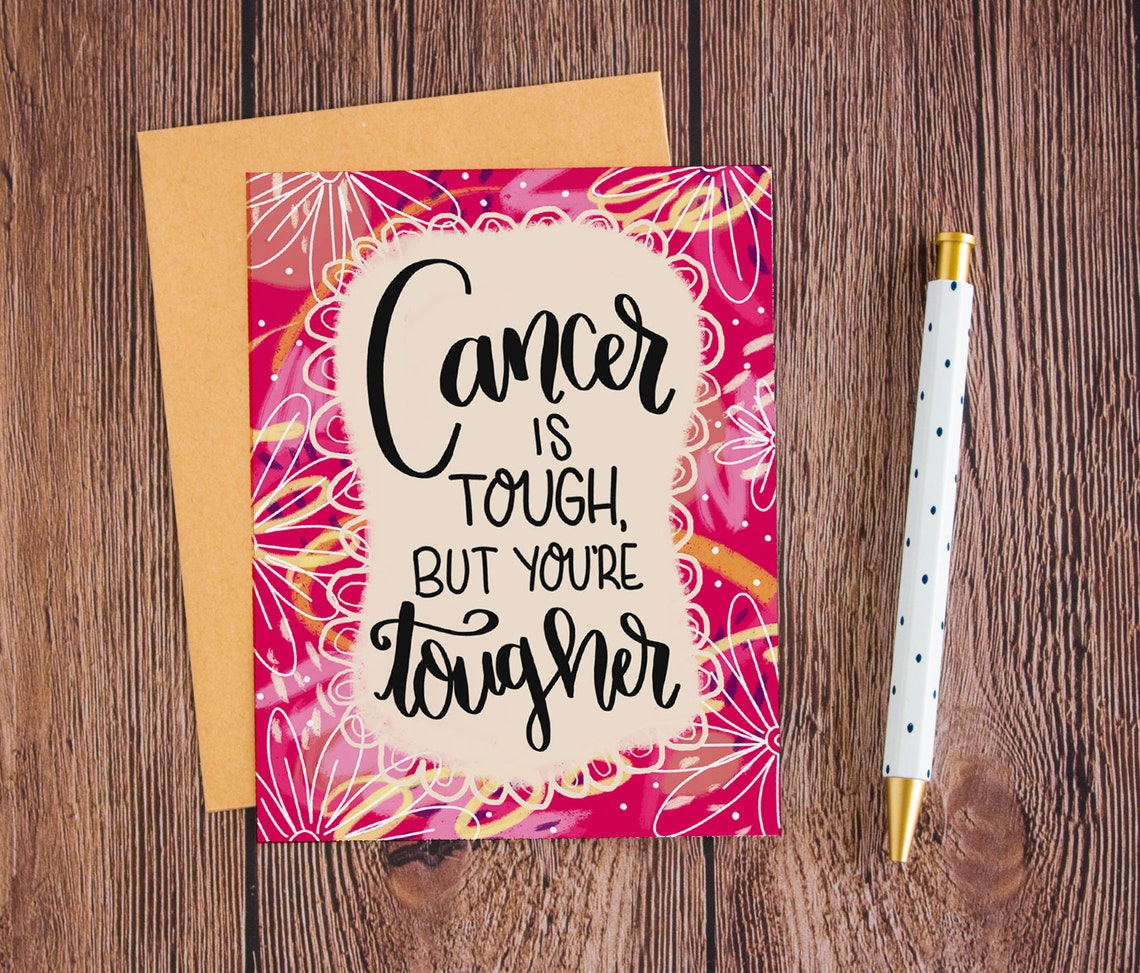 Cancer Card Sickness Card Get Well Card Cancer Is Tough Etsy