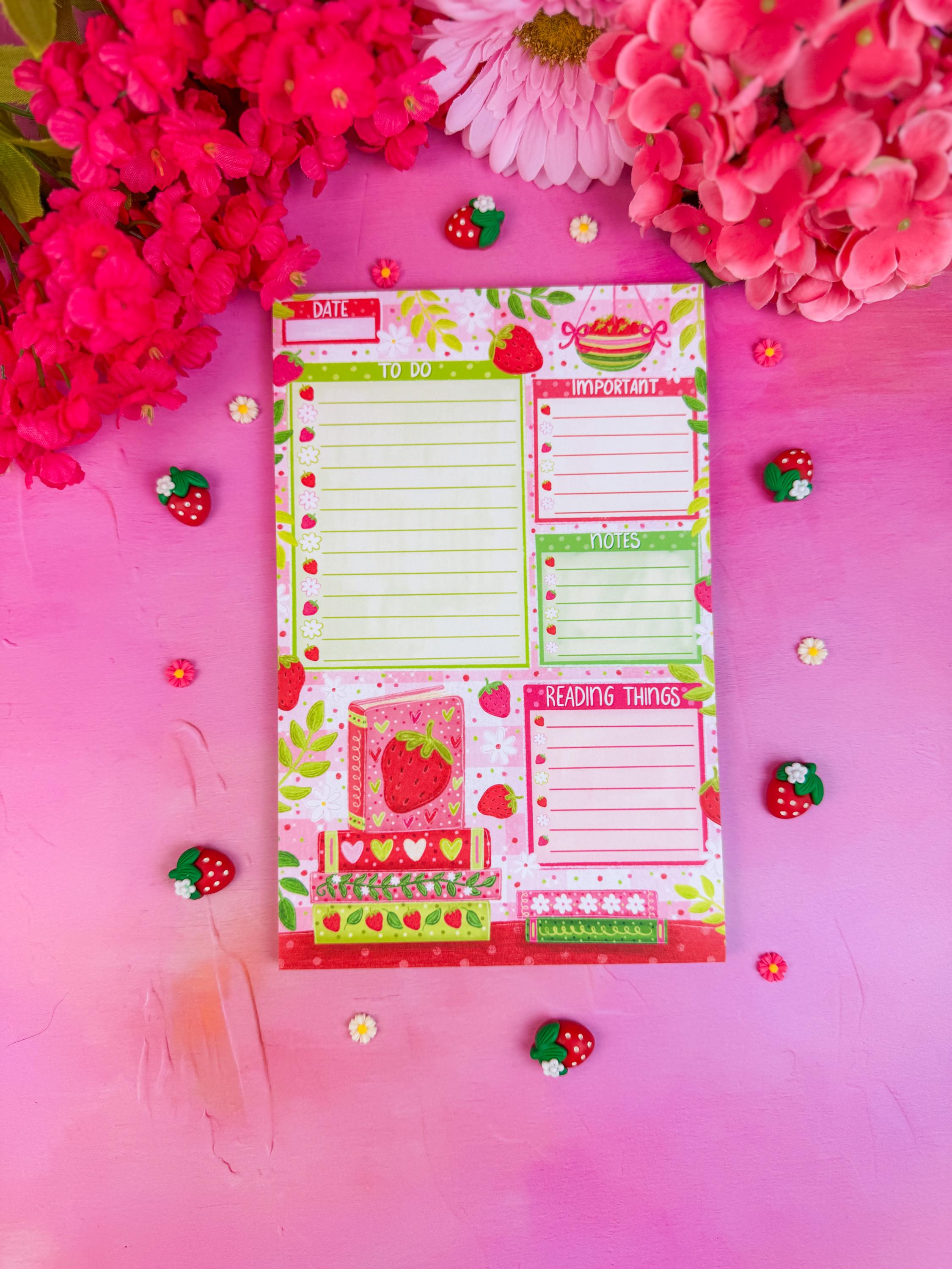 Strawberry Book Stack Daily Planner Notepad 5.5" X 8.5" - Etsy