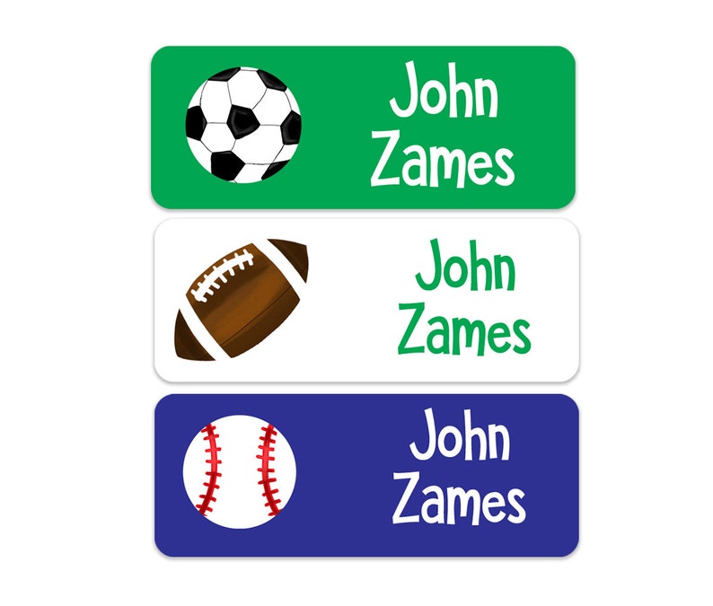 Sports Name Labels Boy Name Labels Kids School Name Labels Etsy