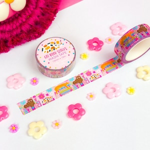 Cat Book Stacks Washi Tape  - 1 Roll Washi Tape - Decorative Tape - Bullet Journal Tape