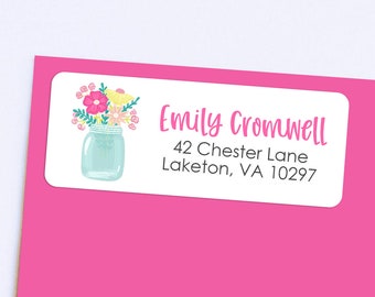 Floral Bouquet Address Labels - Return Address Label - Personalized Floral Address Labels - 30 Labels