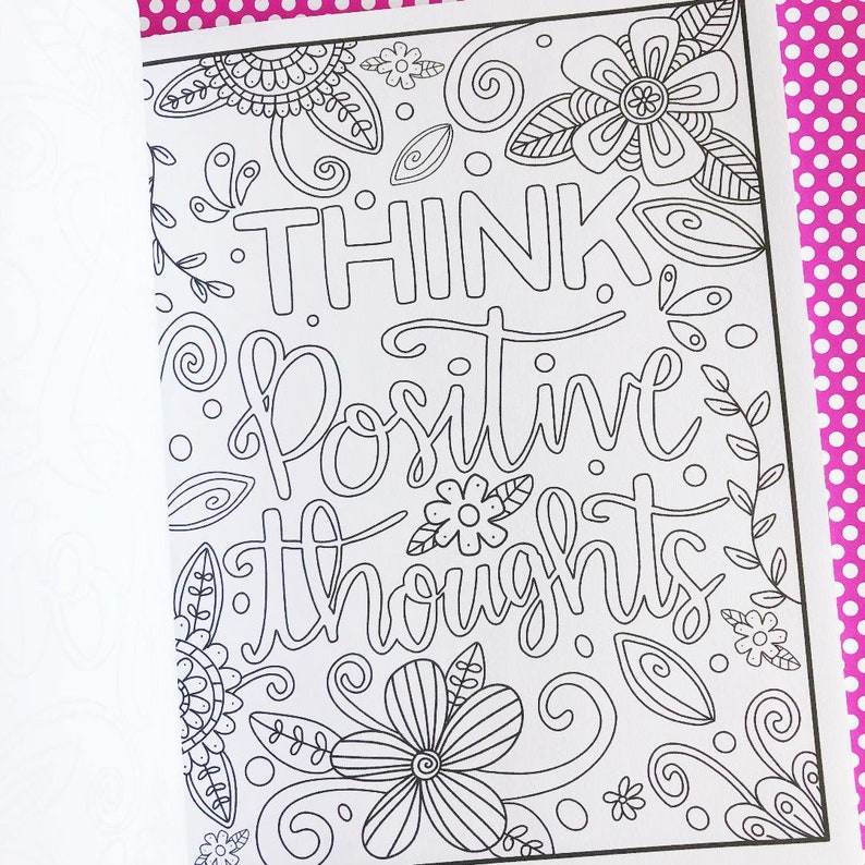 Inspirational Coloring Book Positive Vibes Adult Coloring Book Cute Coloring Book Anxiety Gift image 2