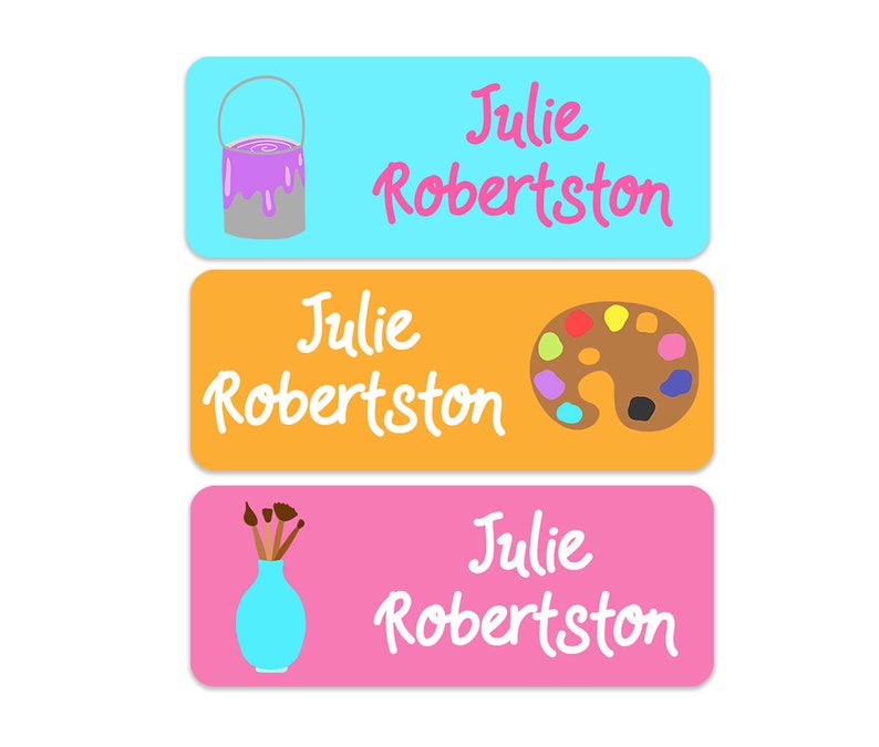 Art Name Labels Girls Name Labels Kids School Labels Etsy
