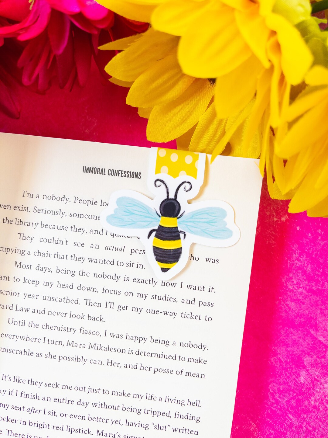 Bumble Bee Magnetic Bookmark - Cute Magnetic Bookmark - Bee Bookmark ...