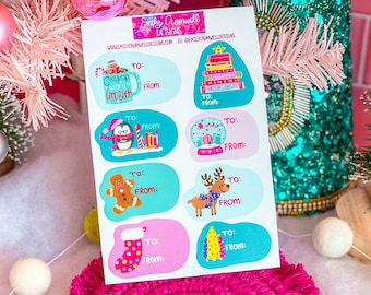 Christmas Gift Tag Sticker Sheet, Christmas Labels, Christmas Gift Stickers