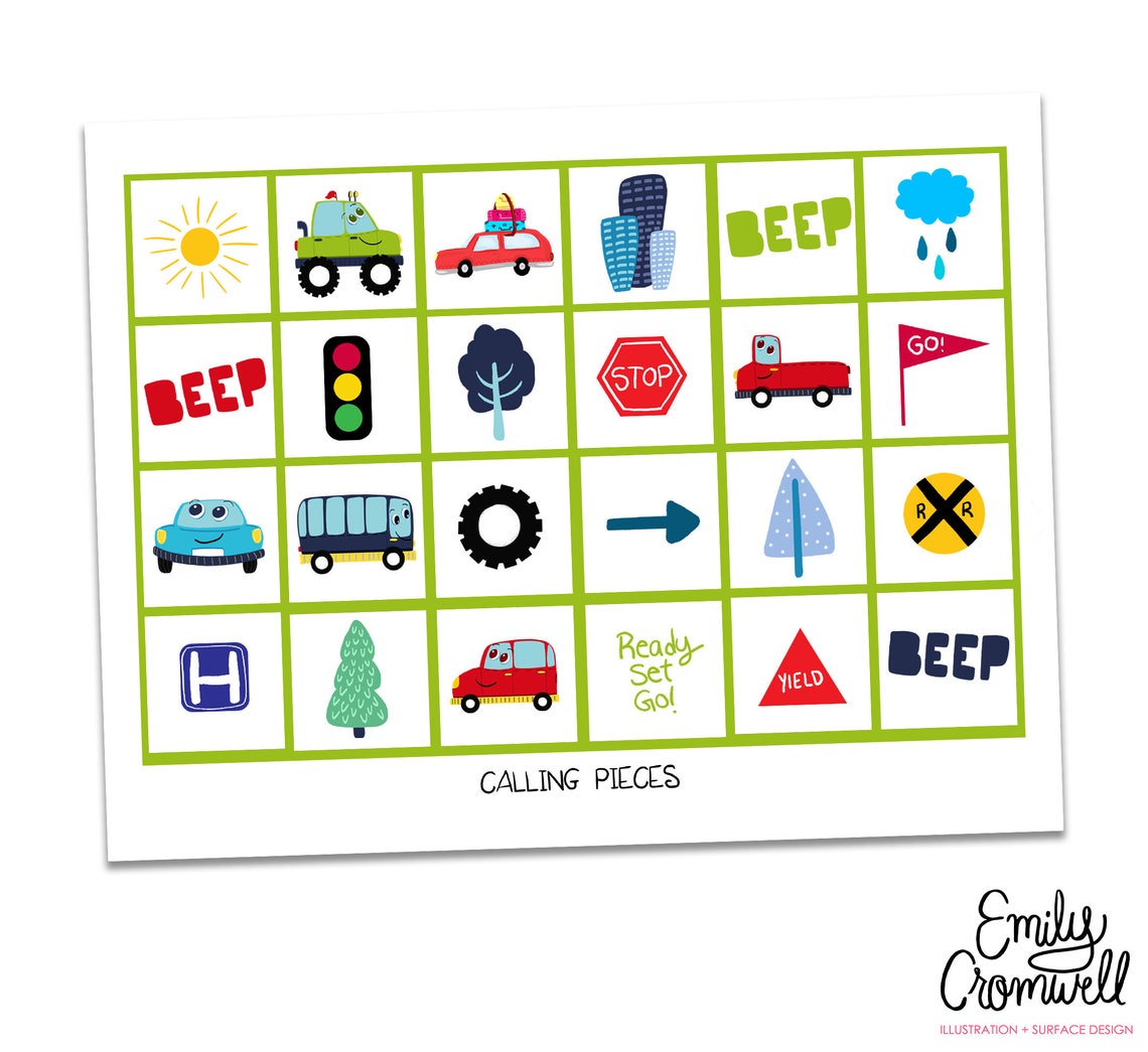 Car Bingo Printable Bingo Kids Party Game Car Party Game | Etsy