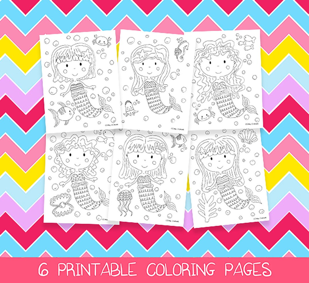 Mermaid Coloring Pages Printable Coloring Pages Mermaid - Etsy