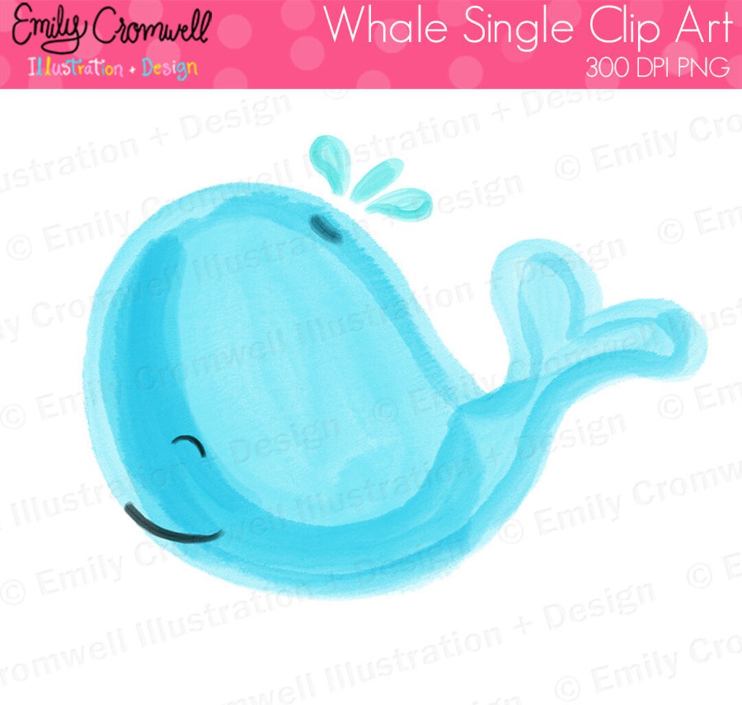 Watercolor Whale Digital Clipart Single Clipart Whale - Etsy