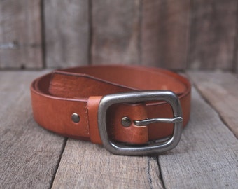 Tan Leather Belt - Simple Vintage Style - Mens Gift