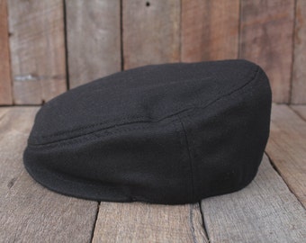 Black Flat Cap | Men's Fashion Cap | Wool Hat | Paperboy Hat | Newsboy Hat | Vintage Cap